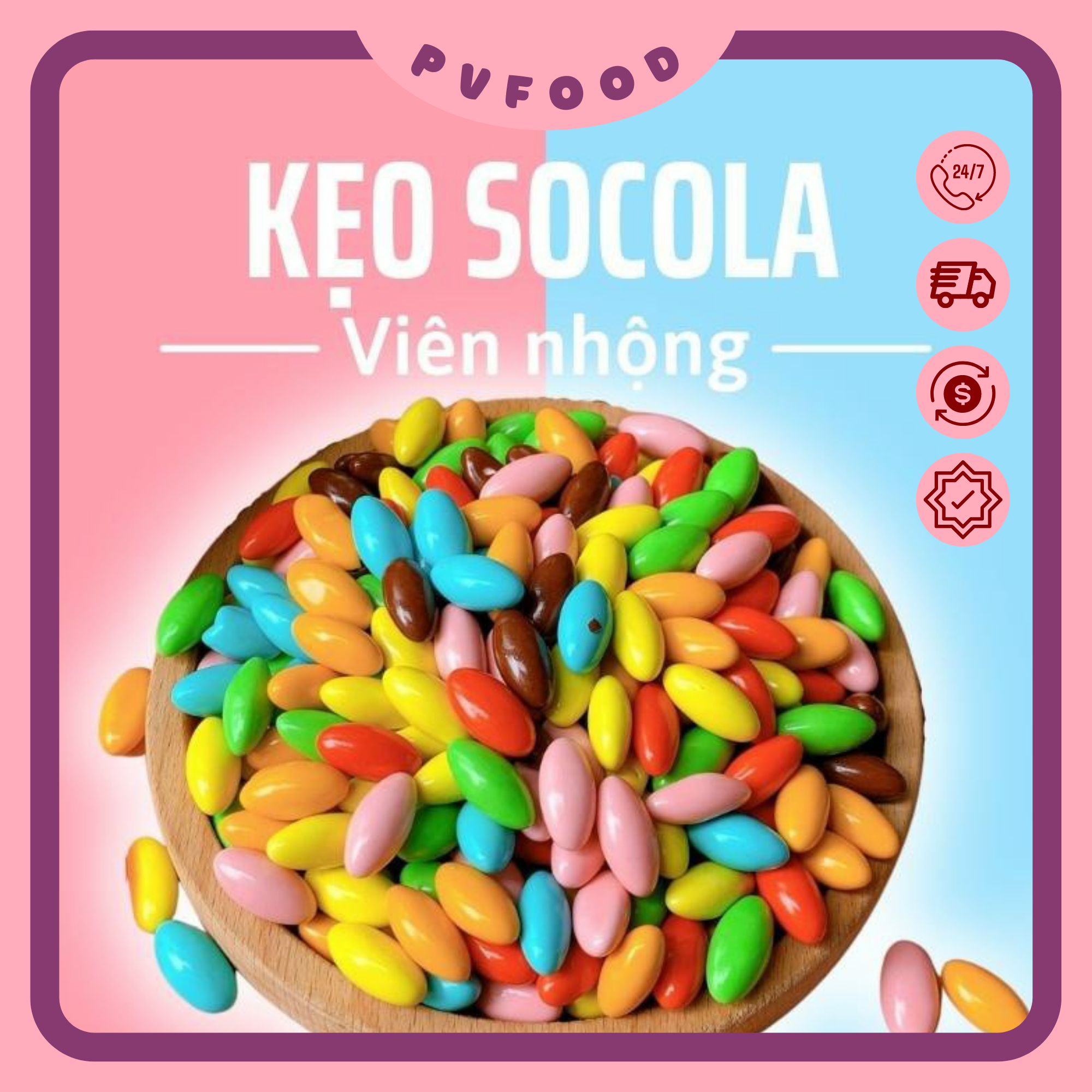  Kẹo Socola viên nhộng mix vị 200gr 