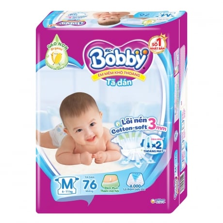 Bỉm tã dán Bobby M76 miếng