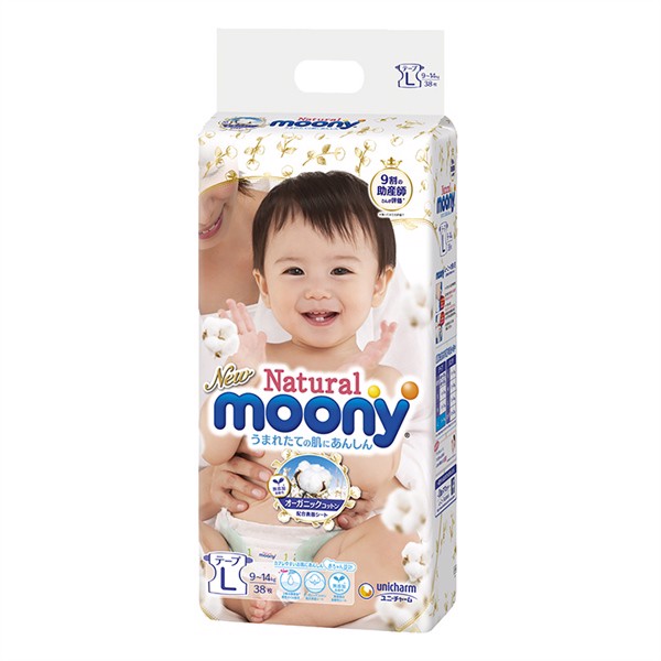 Bỉm tã quân Moony L 38 miếng