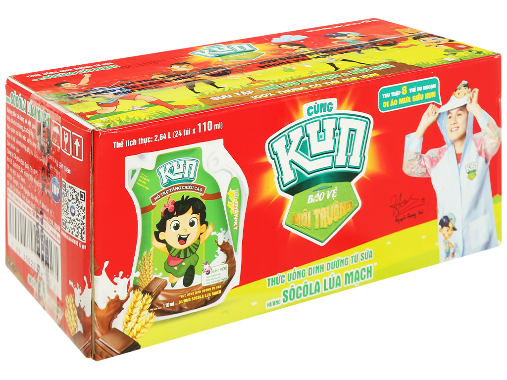 Sữa Kun lúa mạch túi 110ml Thùng 24 túi