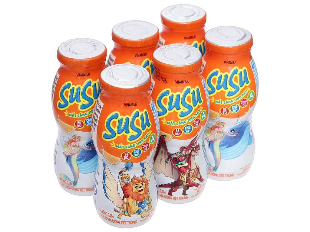 SỮA CHUA UỐNG SUSU HƯƠNG CAM 6 CHAI 80ML BỔ DƯỠNG CHO BÉ TỪ 1 TUỔI