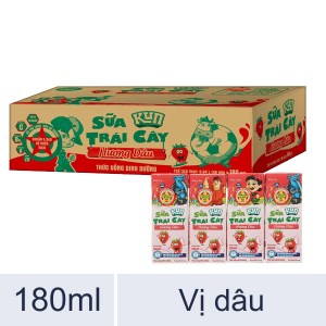  Sữa Kun trái cây Dâu 180ml thùng 48 hộp 