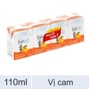 Lốc 4 hộp sữa trái cây TH True Juice Milk Topkid hương cam 110ml