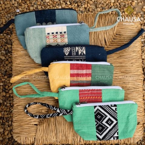  Ví Dài Thổ Cẩm hàng thủ công dân tộc Thái - CHAUSA Brocade ví cầm tay thổ cẩm thủ công, vải lanh thiên nhiên an toàn 