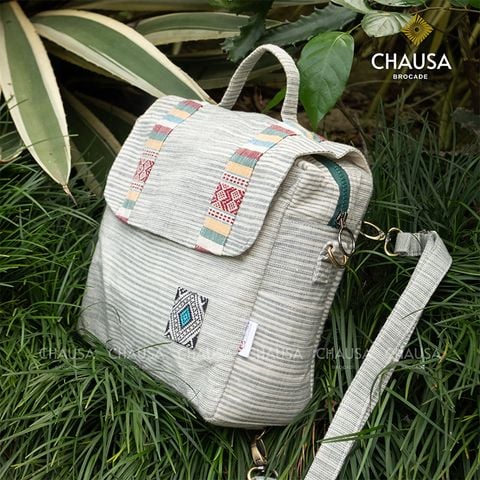  Ba Lô Thổ Cẩm thủ công dân tộc Thái CHAUSA Brocade - Balo đựng laptop nữ thổ cẩm thủ công, chất liệu vải lanh, an toàn 