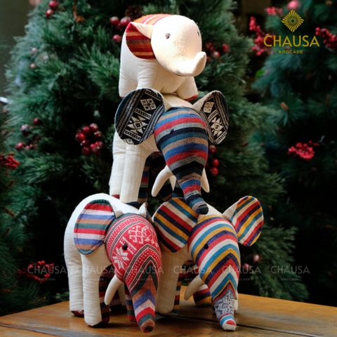  Thú Nhồi Bông Thổ Cẩm Handmade CHAUSA Brocade - VOI NHỎ thổ cẩm thủ công, đồ chơi thú nhồi bông quà noel, giáng sinh 