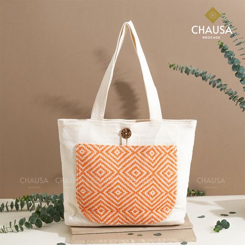  Túi Xách Thổ Cẩm thủ công CHAUSA Brocade - Túi Xách nút, túi tote nữ thổ cẩm thủ công dân tộc Thái, chất liệu vải lanh 