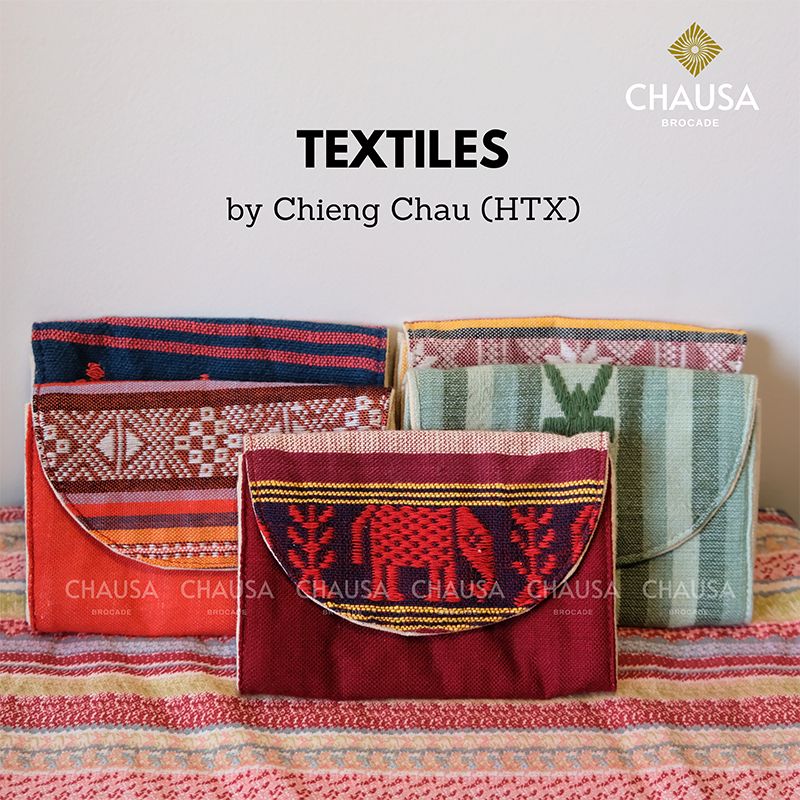 Ví Đựng Thẻ Thổ Cẩm Handmade dân tộc Thái - CHAUSA Brocade ví cầm tay thổ cẩm thủ công, vải lanh thiên nhiên an toàn