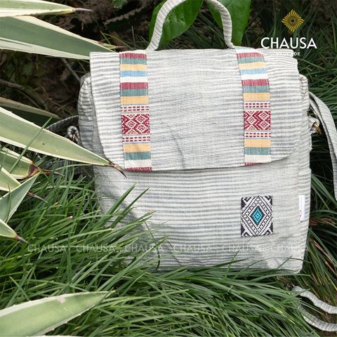  Ba Lô Thổ Cẩm thủ công dân tộc Thái CHAUSA Brocade - Balo đựng laptop nữ thổ cẩm thủ công, chất liệu vải lanh, an toàn 