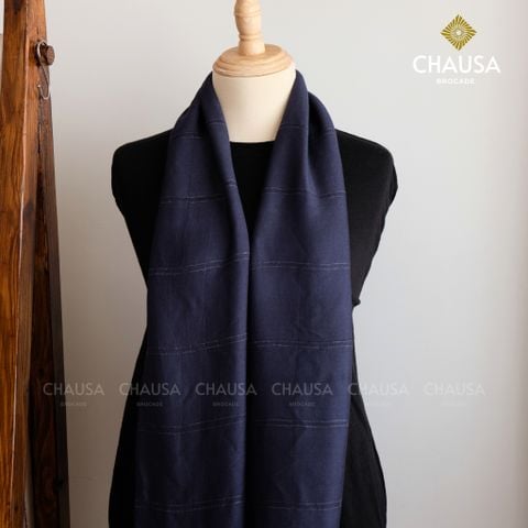  Khăn Choàng Lụa 70% Tơ Tằm tone Xanh Đậm handmade - From CHAUSA Brocade Thổ Cẩm dân tộc Thái, Tây Bắc 