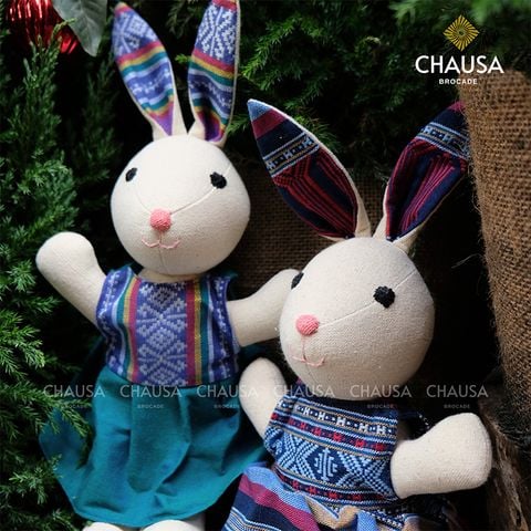  Thú Nhồi Bông Thổ Cẩm Handmade CHAUSA Brocade - THỎ thổ cẩm thủ công, đồ chơi thú nhồi bông quà tết, đồ chơi cho bé 