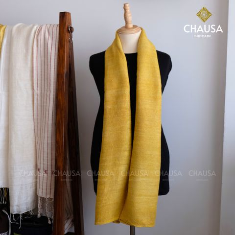  Khăn Choàng Lụa 100% Tơ Tằm tone Vàng handmade - From CHAUSA Brocade Thổ Cẩm dân tộc Thái, Tây Bắc 