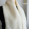 Khăn Choàng Lụa 100% Tơ Tằm tone Trắng Nhám handmade - From CHAUSA Brocade Thổ Cẩm dân tộc Thái, Tây Bắc