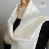 Khăn Choàng Lụa 100% Tơ Tằm tone Trắng Trơn handmade - From CHAUSA Brocade Thổ Cẩm dân tộc Thái, Tây Bắc