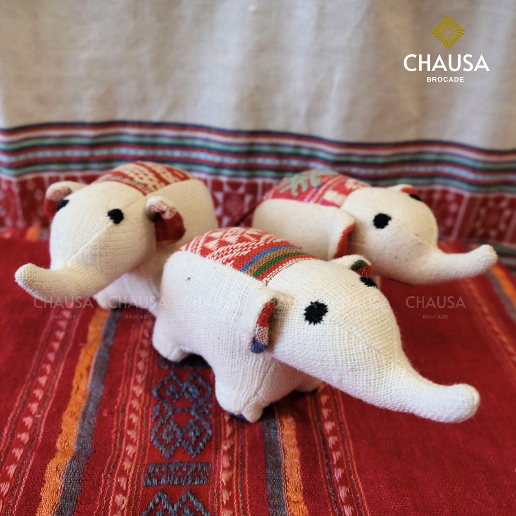Thú Bông Thổ Cẩm Handmade size mini Voi thổ cẩm - From CHAUSA Brocade thổ cẩm dân tộc Thái, Tây bắc