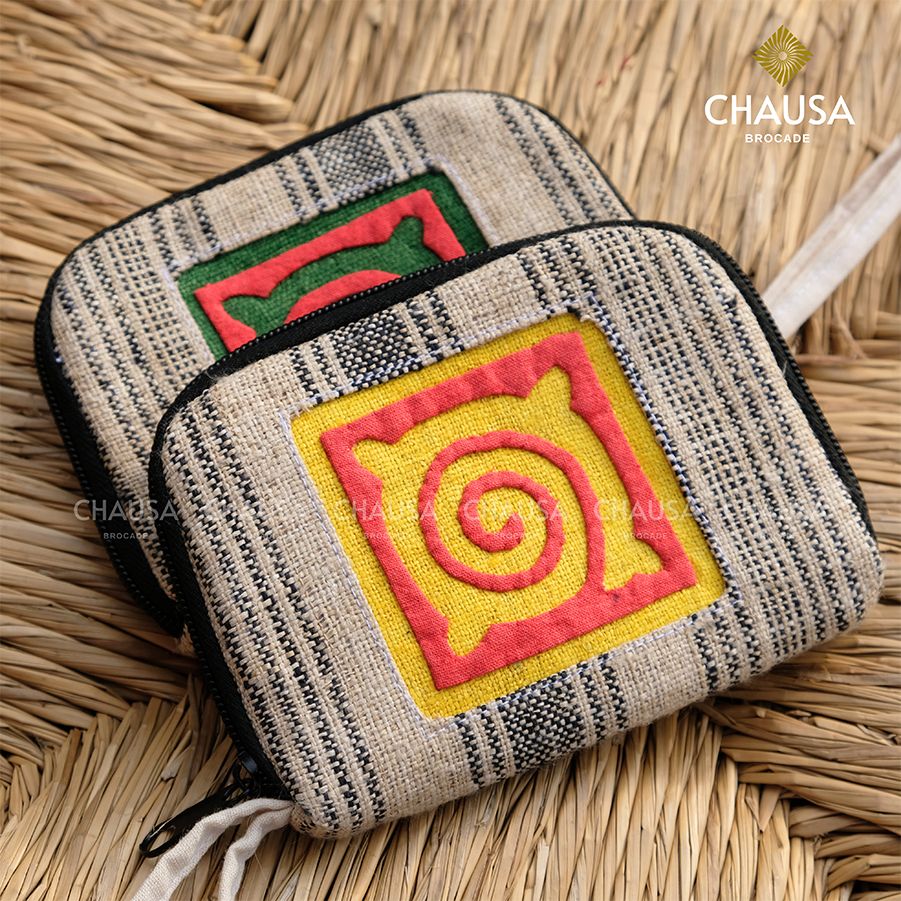 Ví Cầm Tay Thổ Cẩm Handmade HMONG - CHAUSA Brocade ví cầm tay thổ cẩm thủ công, vải lanh thiên nhiên an toàn
