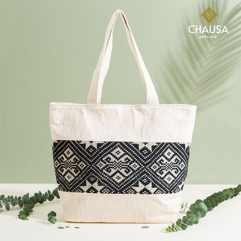 Túi Xách Thổ Cẩm thủ công CHAUSA Brocade - Túi Xách TX16, túi tote nữ thổ cẩm thủ công dân tộc Thái, chất liệu vải lanh