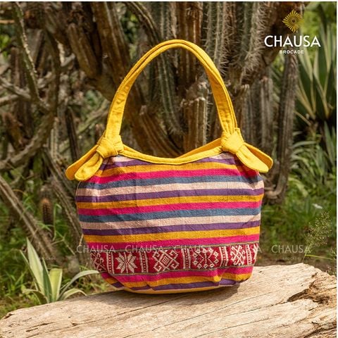  Túi Đeo Vai Thổ Cẩm thủ công dân tộc Thái CHAUSA Brocade - Túi Tai Thỏ nữ thổ cẩm thủ công, chất liệu vải lanh 