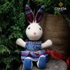 Thú Nhồi Bông Thổ Cẩm Handmade CHAUSA Brocade - THỎ NGỒI thổ cẩm thủ công, đồ chơi thú nhồi bông quà noel, giáng sinh