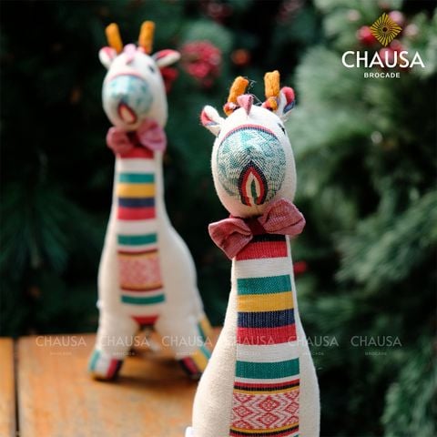  Thú Nhồi Bông Thổ Cẩm Handmade CHAUSA Brocade - Hưu Cao Cổ Nhỏ thổ cẩm thủ công, đồ chơi thú nhồi bông quà noel 