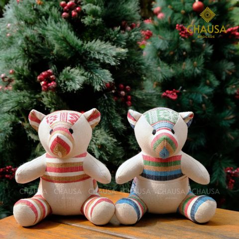  Thú Nhồi Bông Thổ Cẩm Handmade CHAUSA Brocade - GẤU BEAR thổ cẩm thủ công, đồ chơi thú nhồi bông quà noel, giáng sinh 