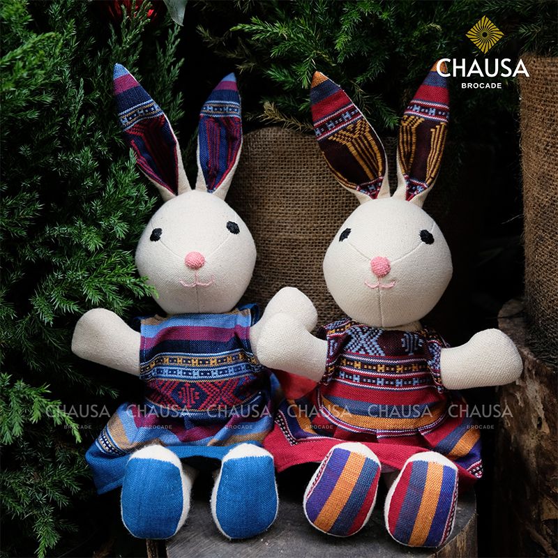 Thú Nhồi Bông Thổ Cẩm Handmade CHAUSA Brocade - THỎ thổ cẩm thủ công, đồ chơi thú nhồi bông quà tết, đồ chơi cho bé