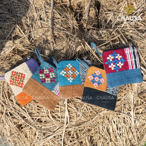  Ví Mini đựng tai nghe, airpod thổ cẩm hàng thủ công dân tộc Thái - CHAUSA Brocade ví cầm tay thổ cẩm thủ công, vải lanh 