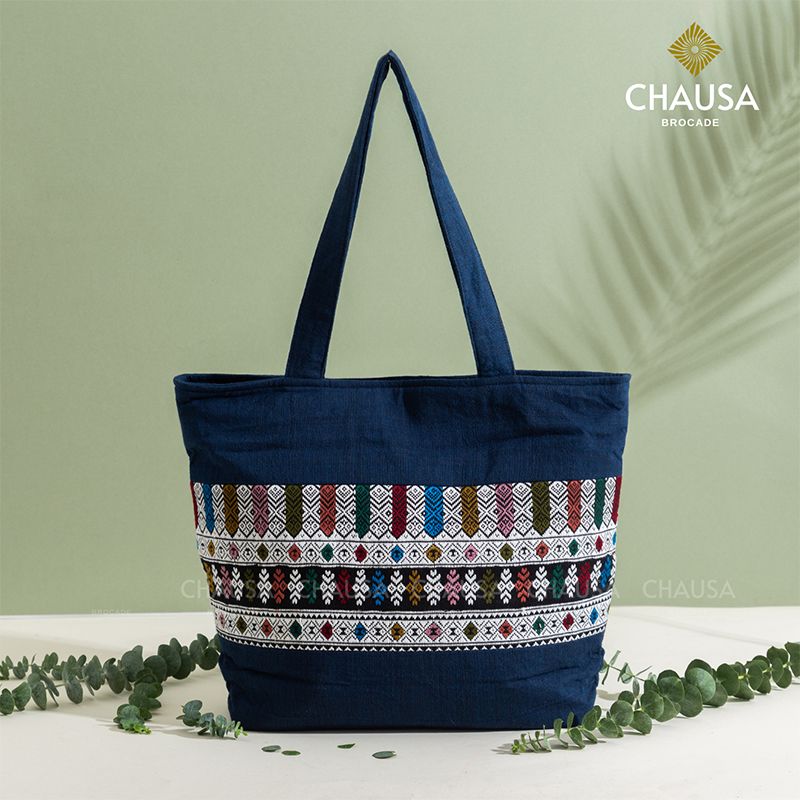 Túi Xách Thổ Cẩm thủ công CHAUSA Brocade - Túi Xách T16, túi tote nữ thổ cẩm thủ công dân tộc Thái, chất liệu vải lanh