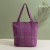 Túi Xách Thổ Cẩm thủ công CHAUSA Brocade - Túi Xách Tím, túi tote nữ thổ cẩm thủ công dân tộc Thái, chất liệu vải lanh
