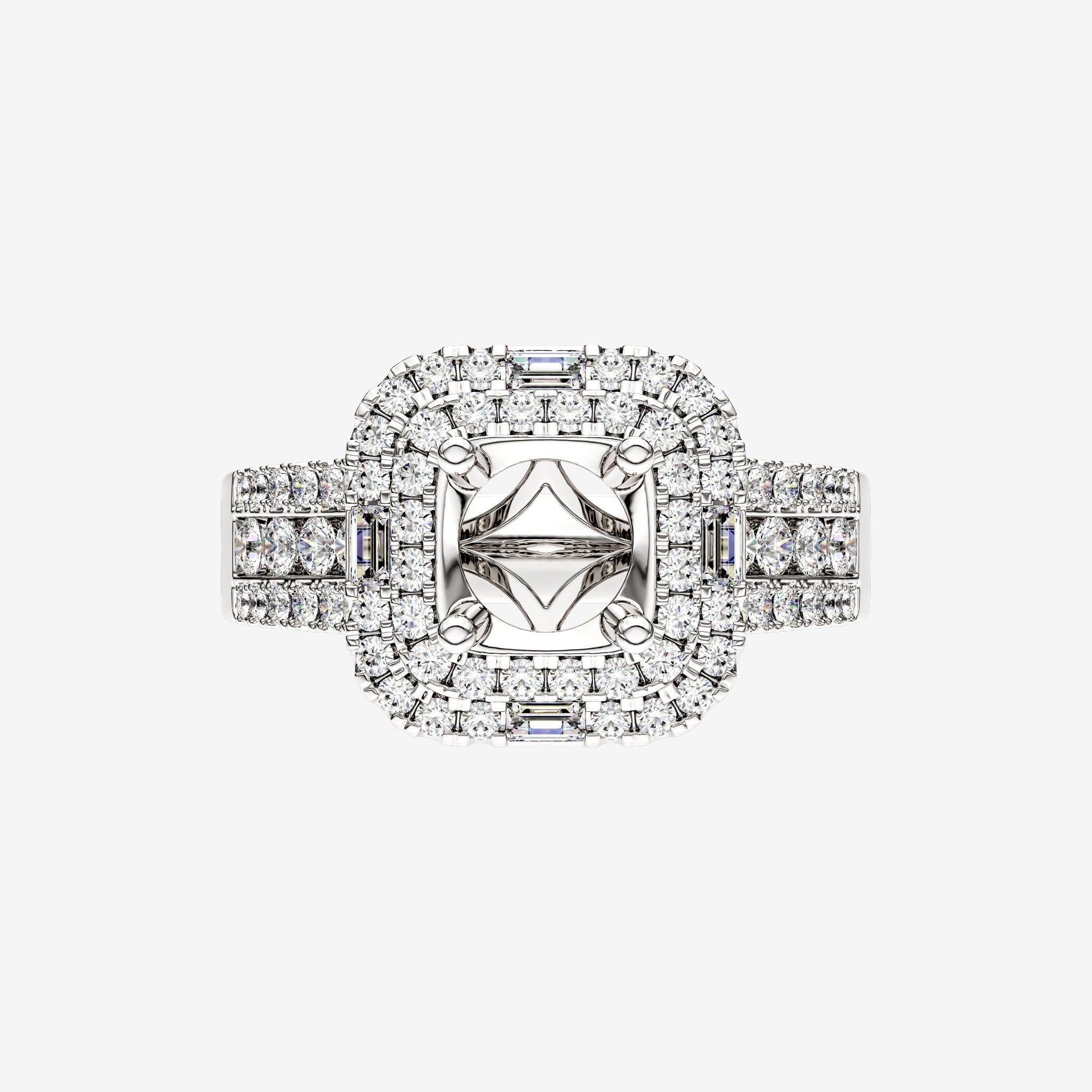 DOUBLE CUSHION HALO SEMI-SET RING