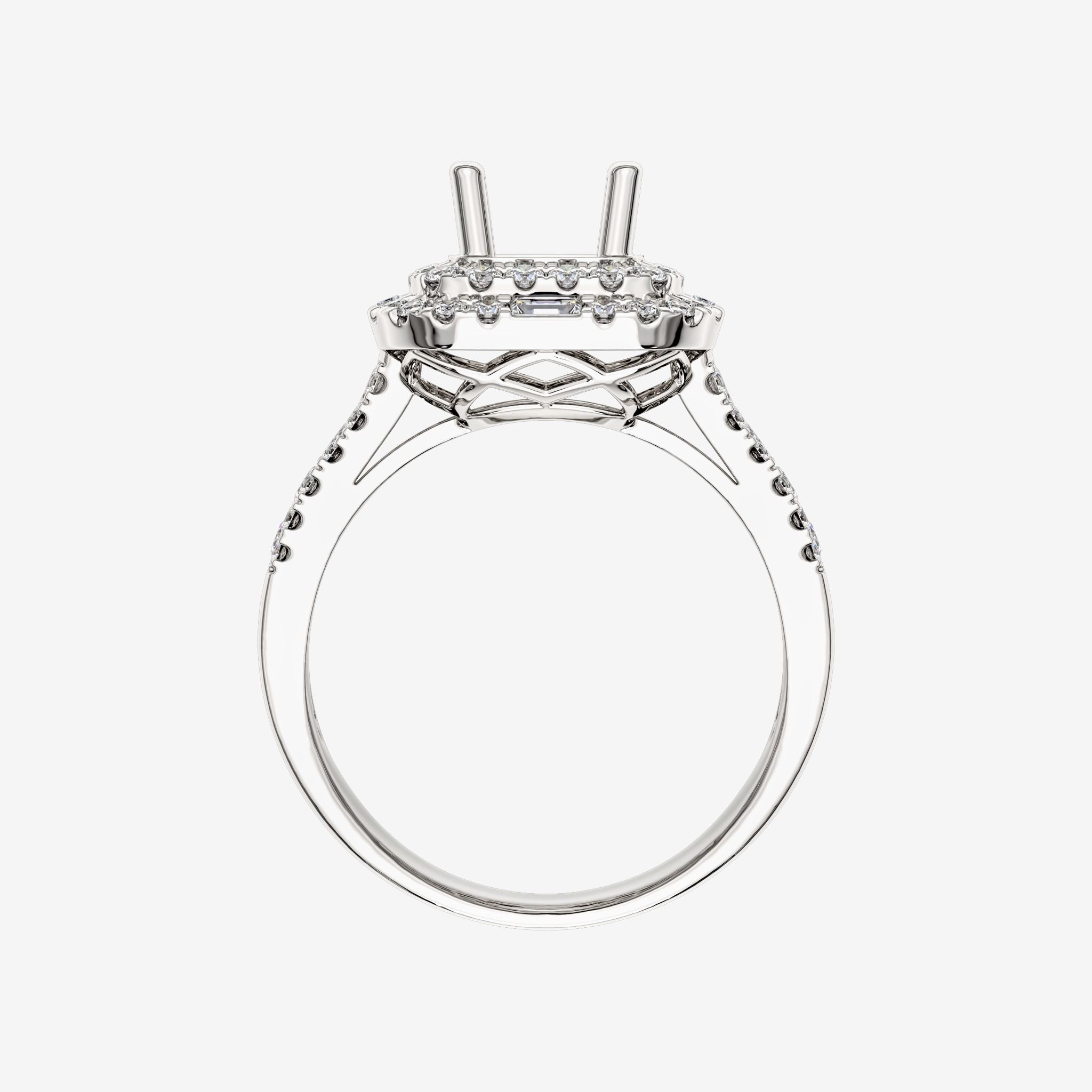 DOUBLE CUSHION HALO SEMI-SET RING