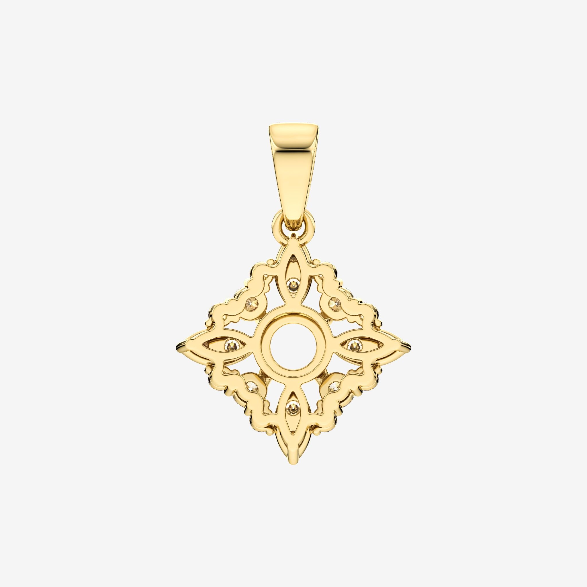 RHOMBUS HALO-STYLE SEMI-SET PENDANT