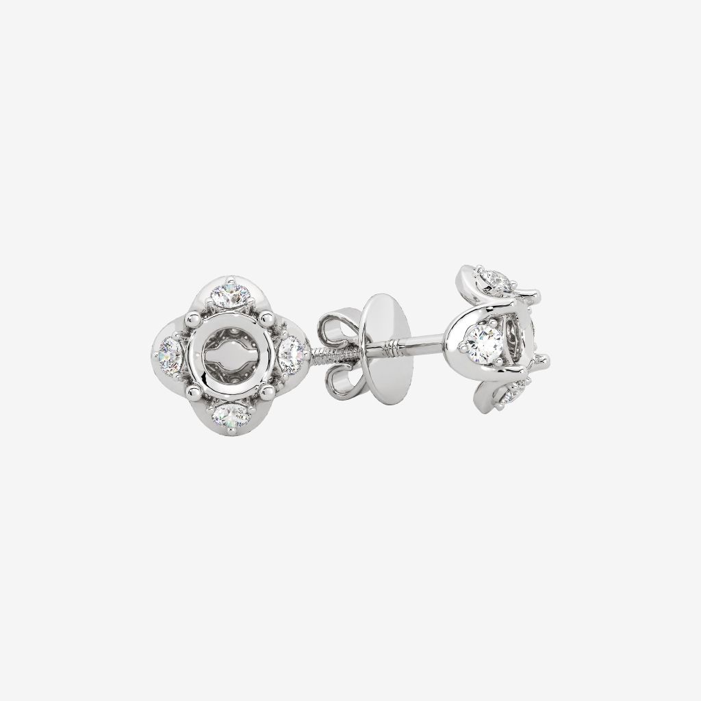  FLORAL SEMI-SET STUD EARRINGS 
