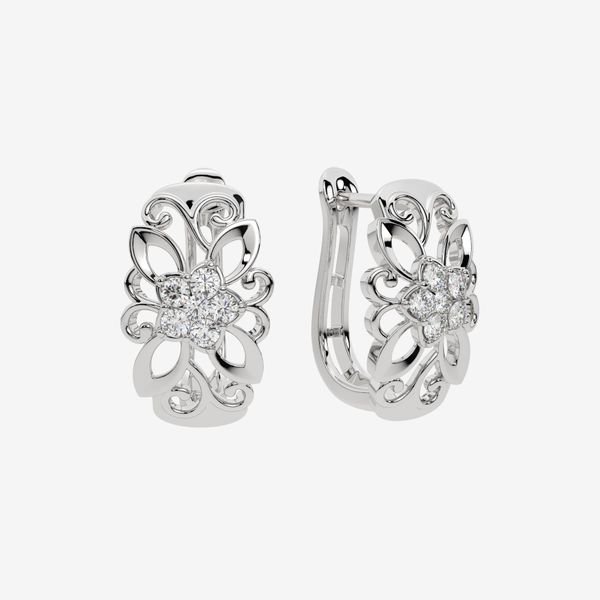  FLORAL CLUSTER HOOP EARRINGS 