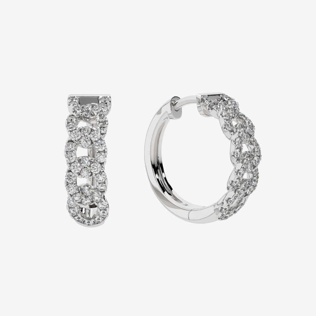  ACCENTED CHAIN LINK HOOP EARRINGS 