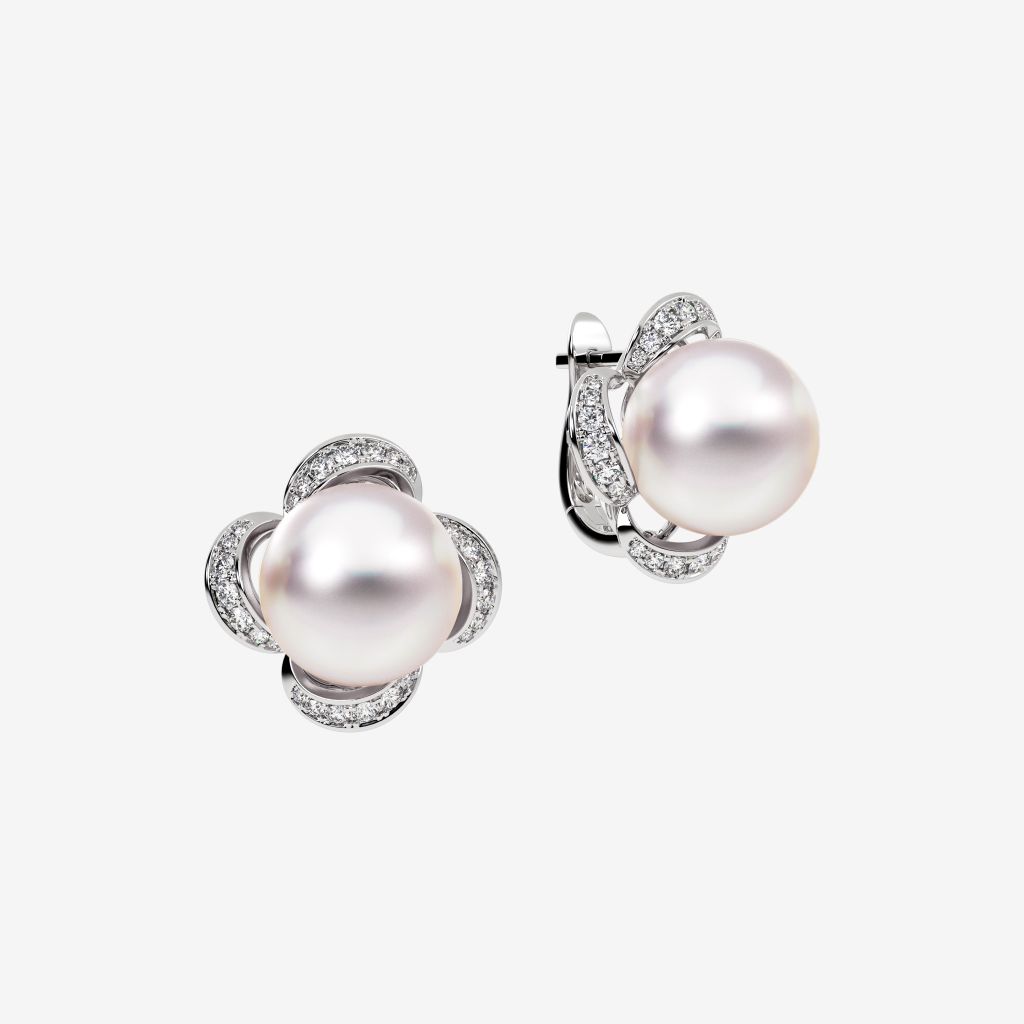  PEARL FLORAL HOOP EARRINGS 