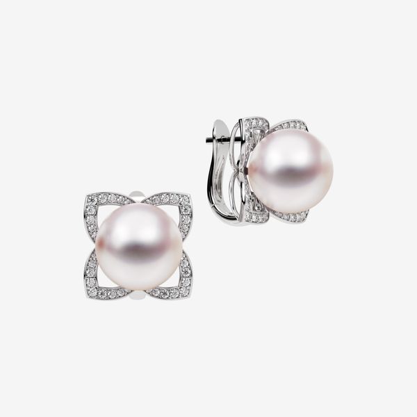  ACCENTED PEARL HOOP EARRINGS 