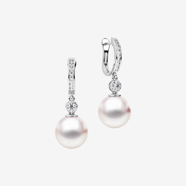  ACCENTED PEARL HOOP EARRINGS 