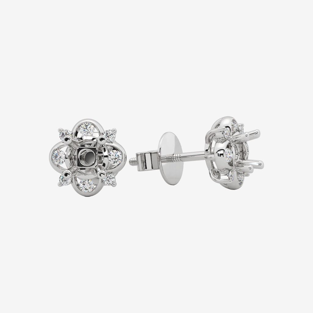  FLORAL SEMI-SET STUD EARRINGS 