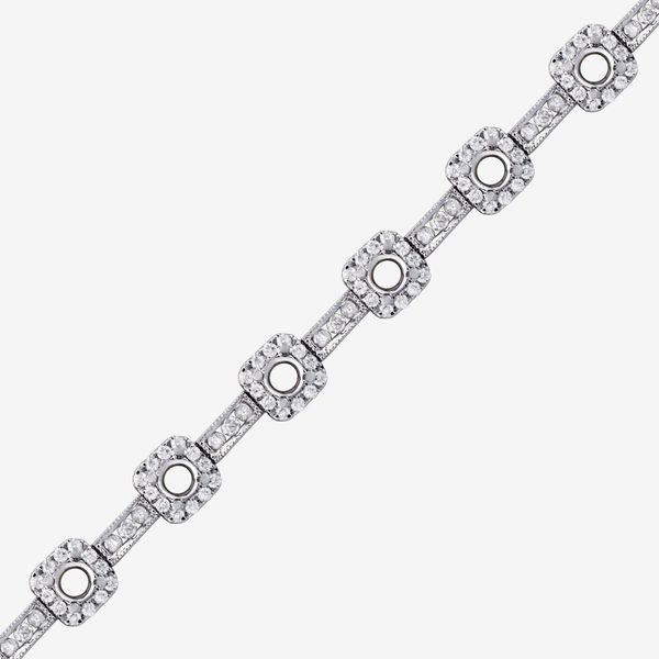  ACCENTED HALO SEMI-SET BRACELET 