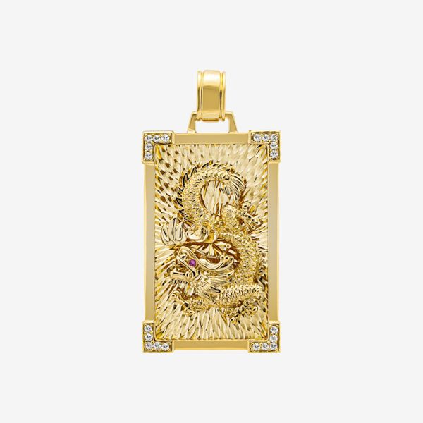  ACCENTED RECTANGULAR ZODIAC PENDANT 