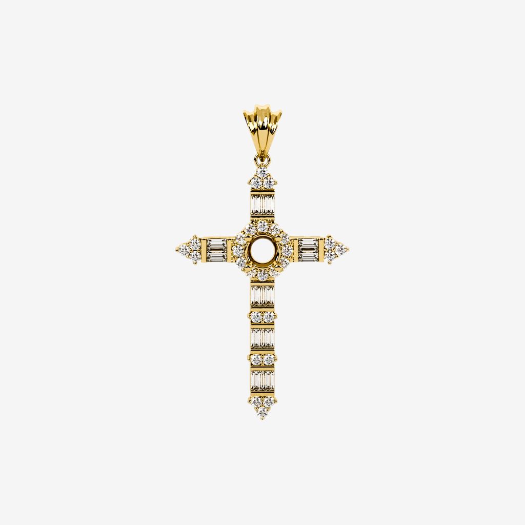  SEMI-SET CROSS PENDANT 