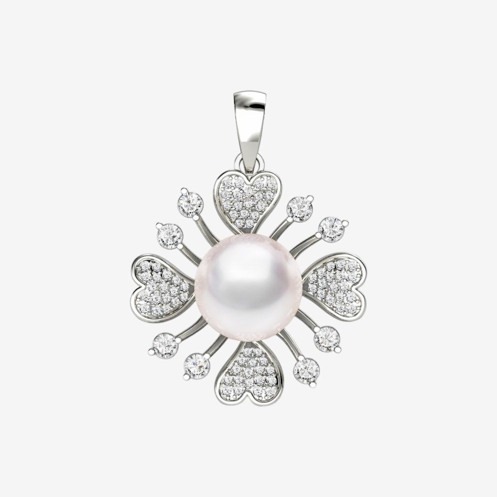  ACCENTED SWIRL PEARL PENDANT 