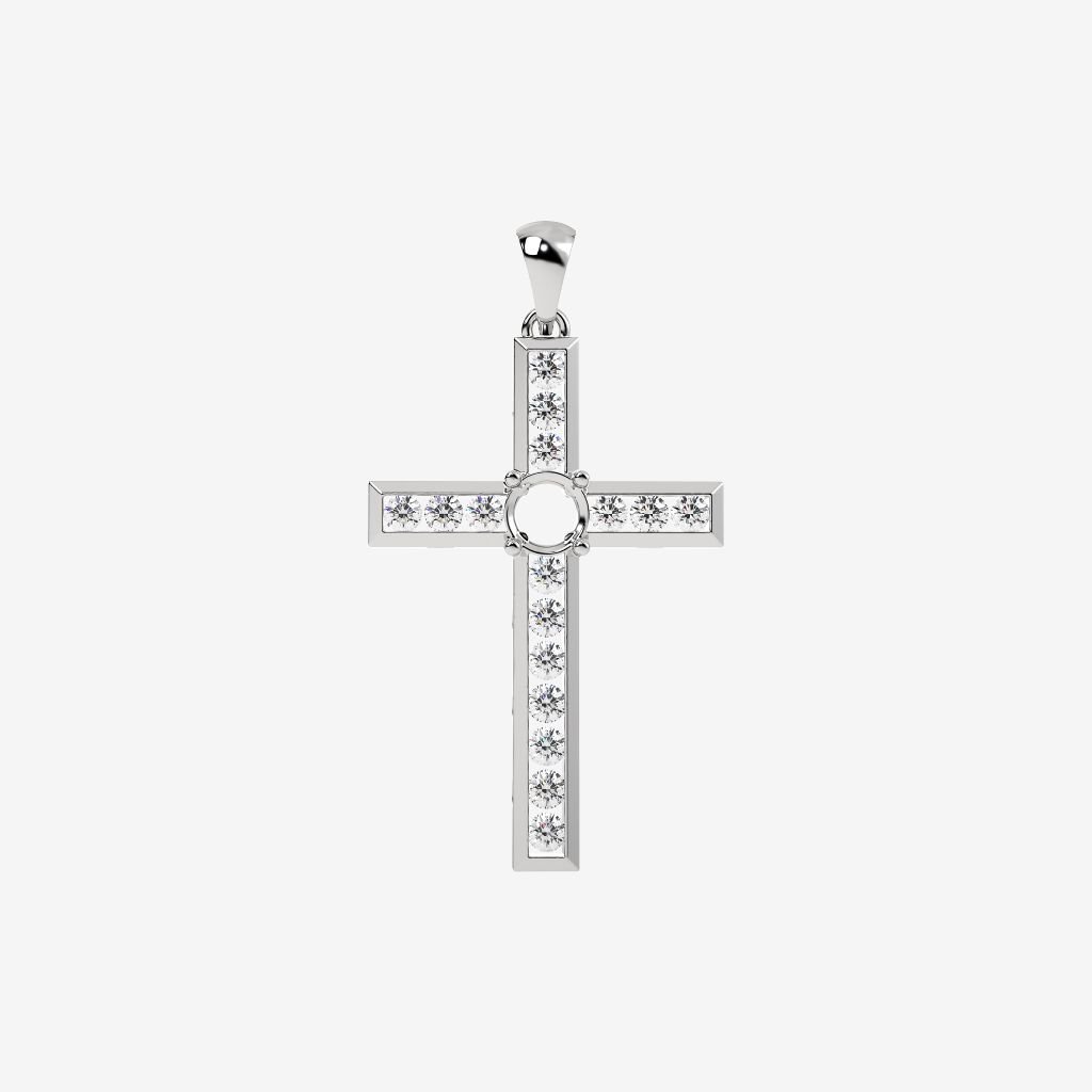  SEMI-SET CROSS PENDANT 