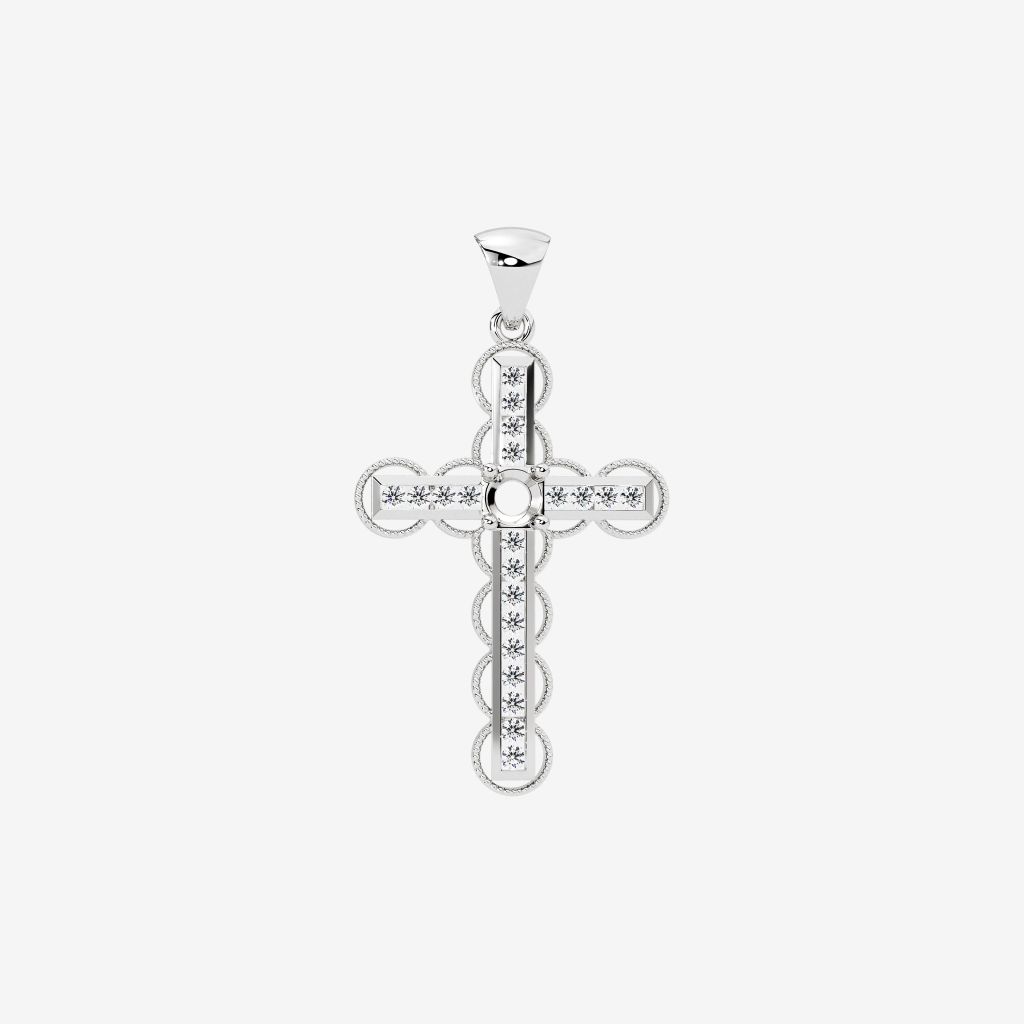  SEMI-SET CROSS PENDANT 