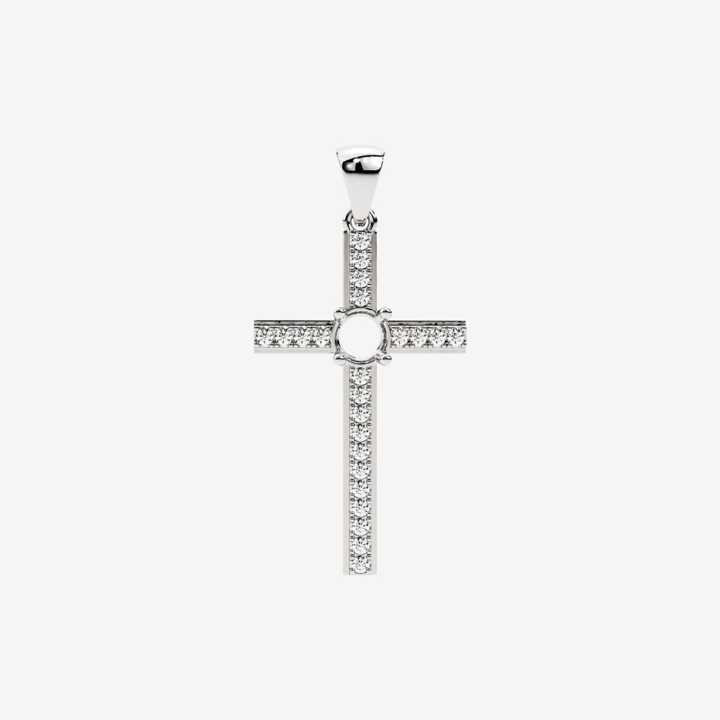  SEMI-SET CROSS PENDANT 