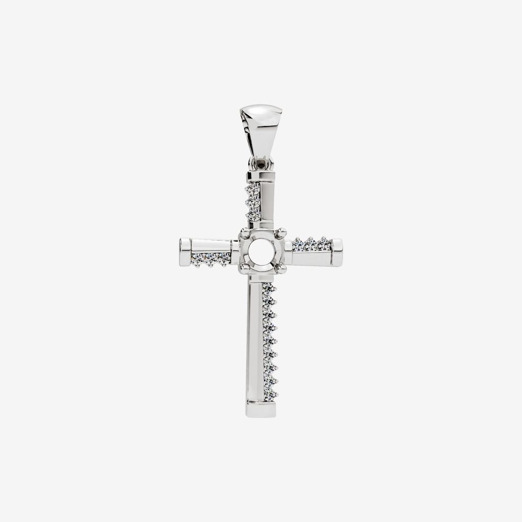  SEMI-SET CROSS PENDANT 