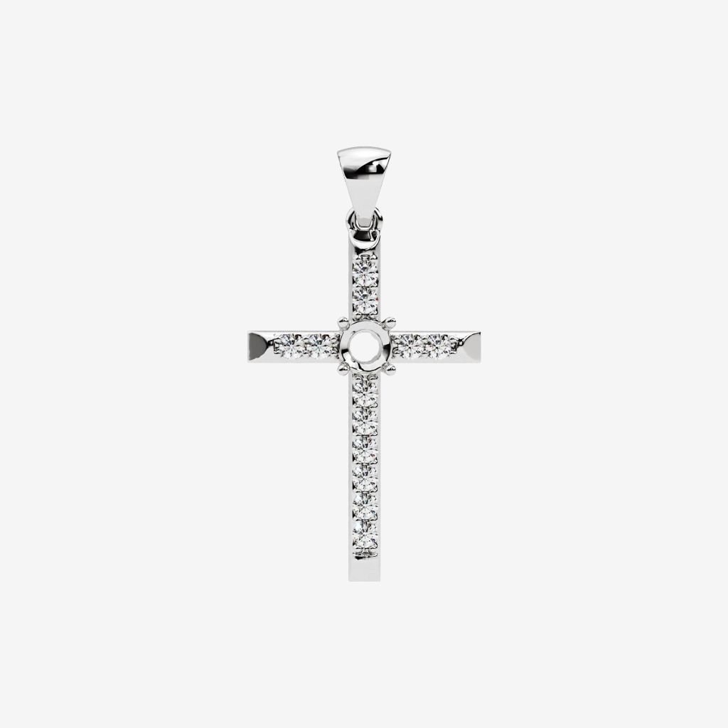  SEMI-SET CROSS PENDANT 