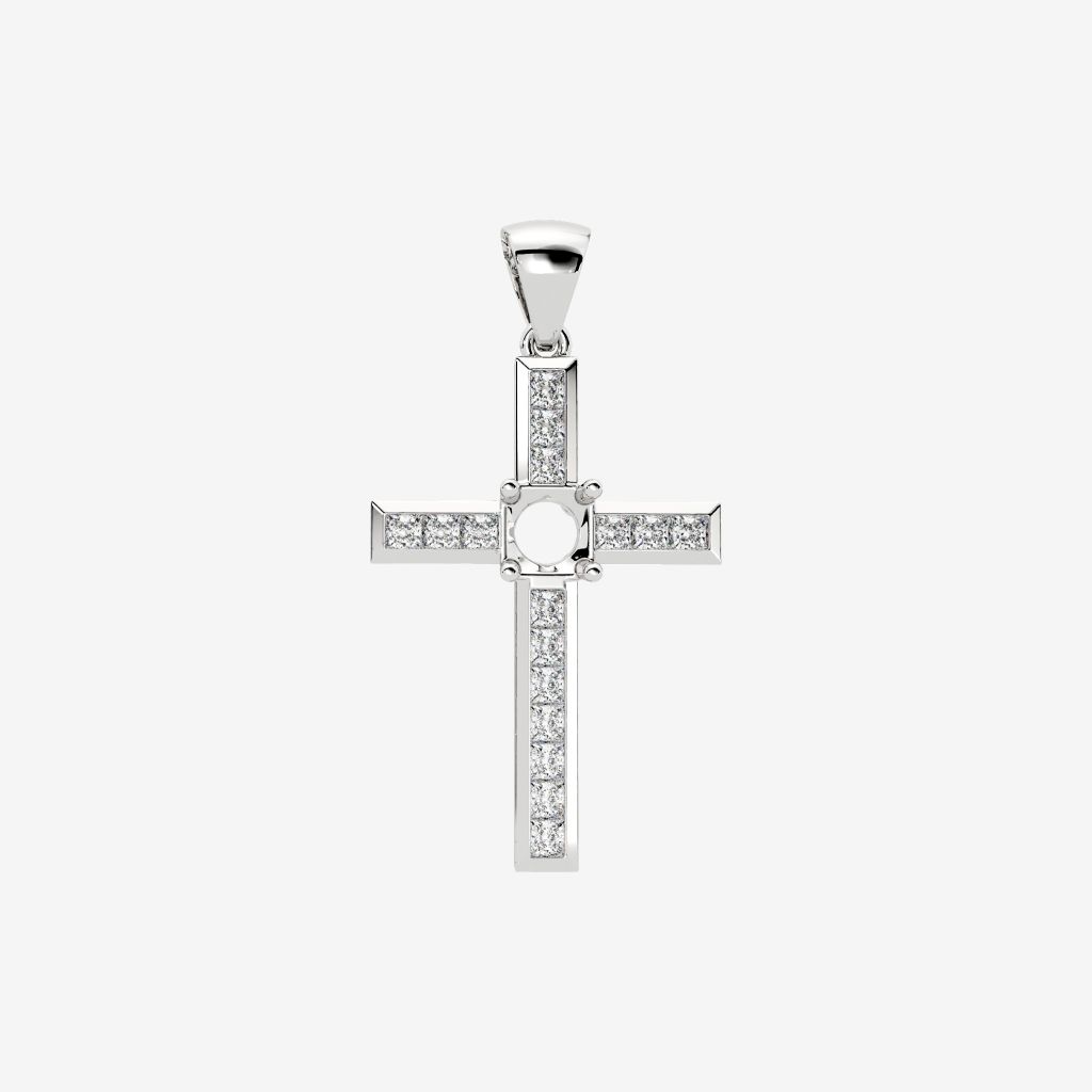  SEMI-SET CROSS PENDANT 