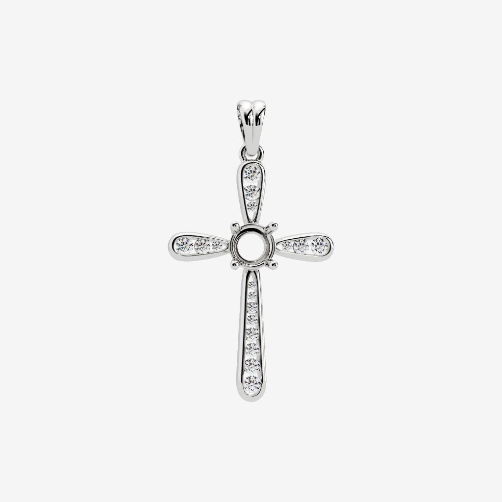  SEMI-SET CROSS PENDANT 